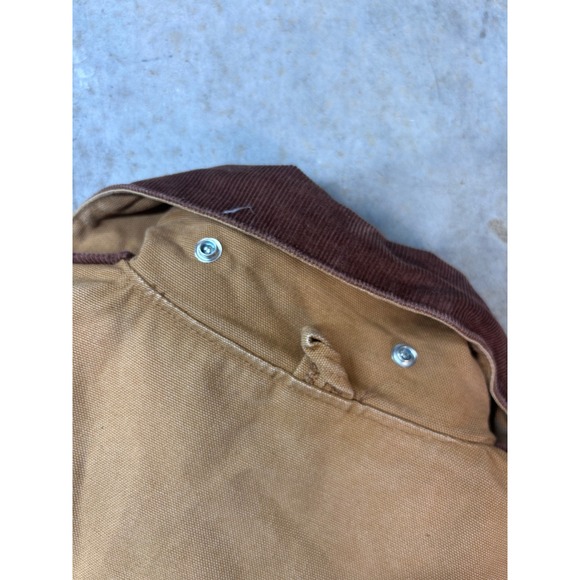 Vintage Carhartt Men's M Tan Duck Canvas Corduroy Collar Blanket Lined Jacket - Picture 13 of 16